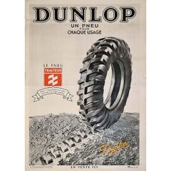 Used 1935 original advertising poster for the Tractor Tire Dunlop