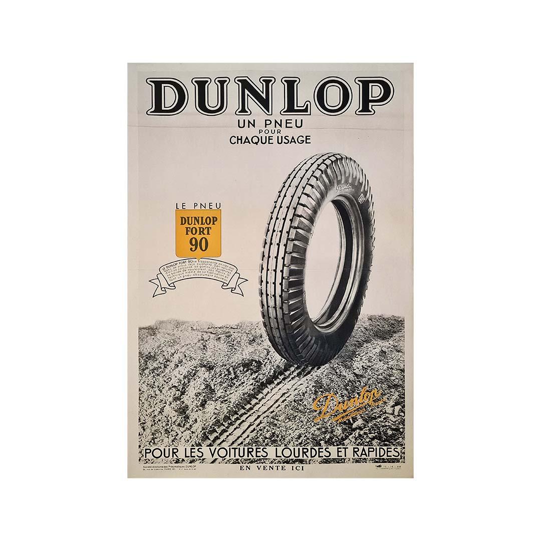 1935 original advertising poster for Tire Dunlop Fort 90 For Sale 2