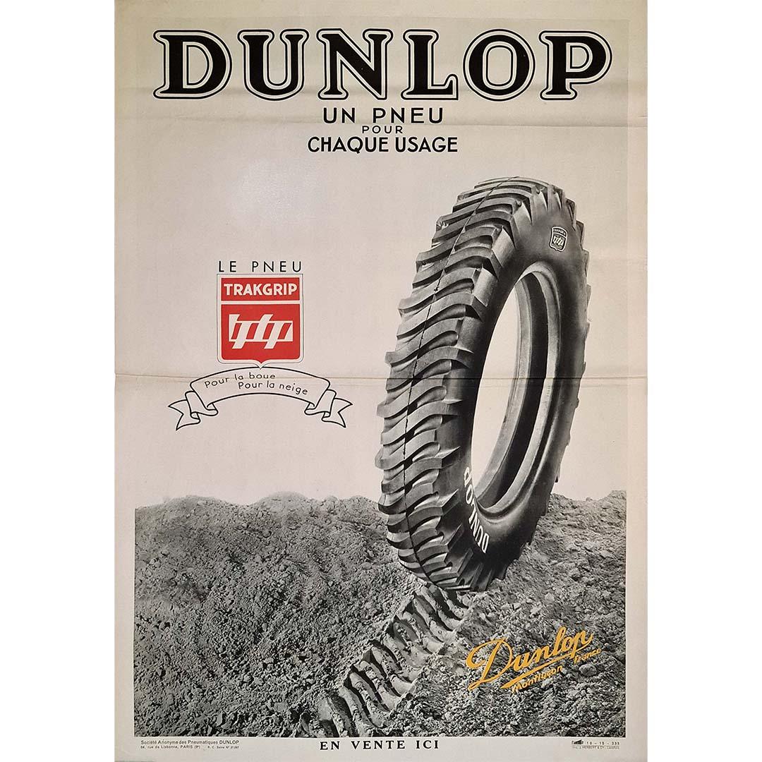 1935 original advertising poster for Tire Dunlop Trakgrip