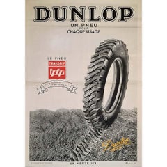 Vintage 1935 original advertising poster for Tire Dunlop Trakgrip