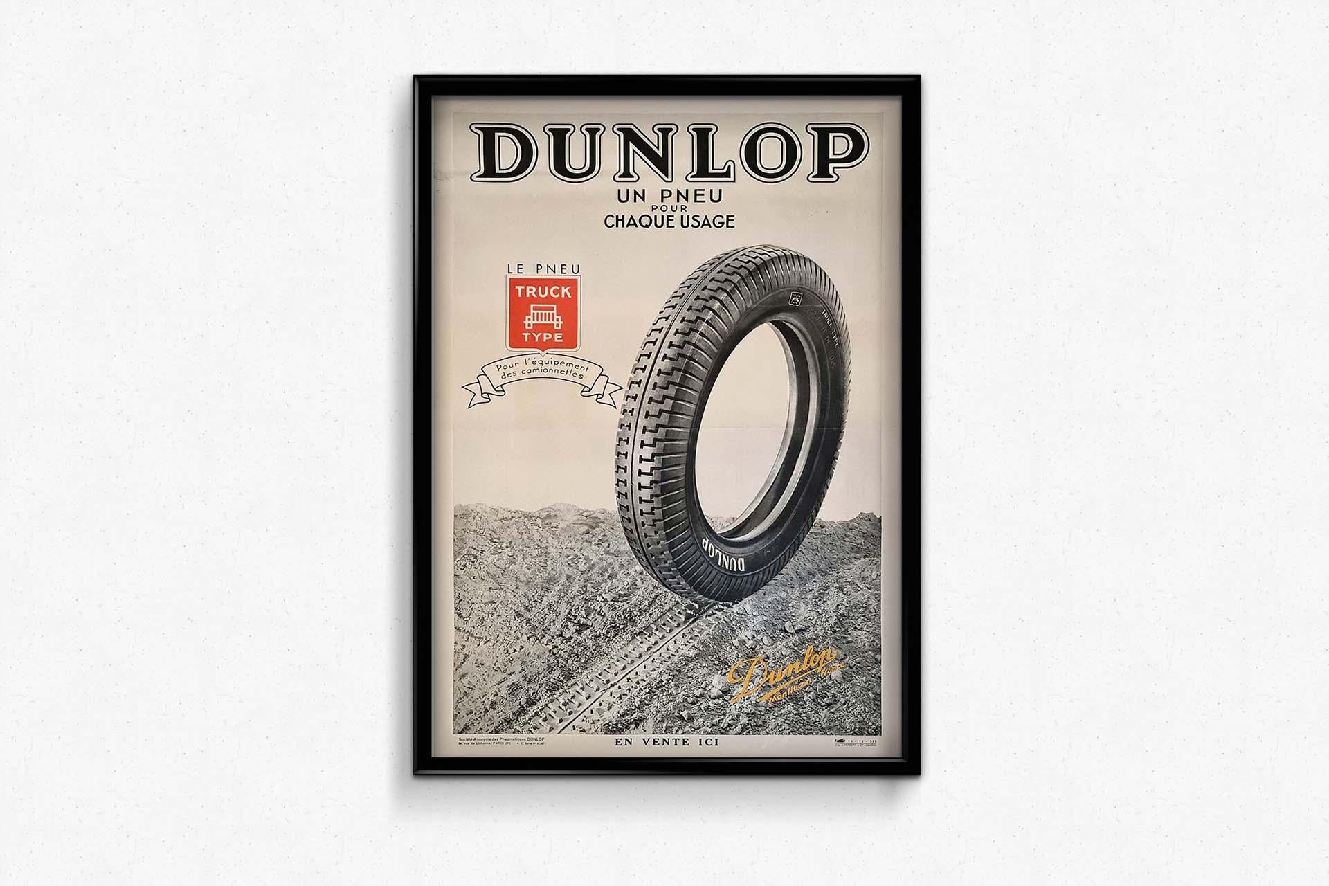 1935 original advertising poster for Tire Dunlop Truck type For Sale 2