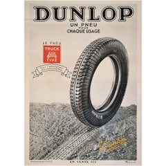 Affiche publicitaire originale de 1935 pour Tire Dunlop Truck type