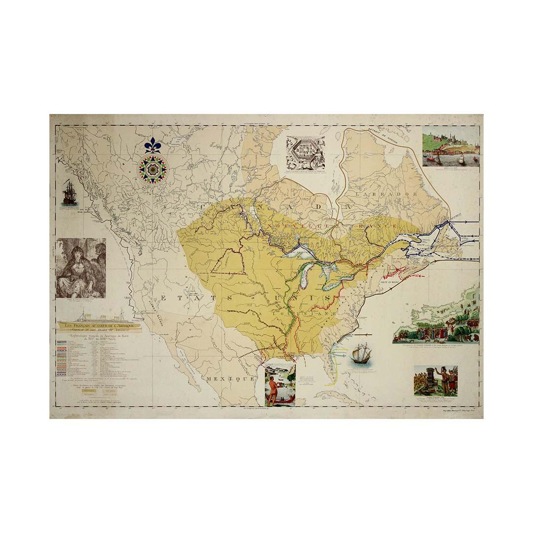 Carte originale d'exploration française en Amérique du Nord, 1935 en vente 2