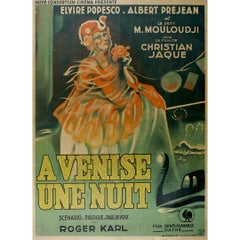 Affiche de cinéma originale de 1937 pour « A Venise une nuit » (une nuit à Venise)