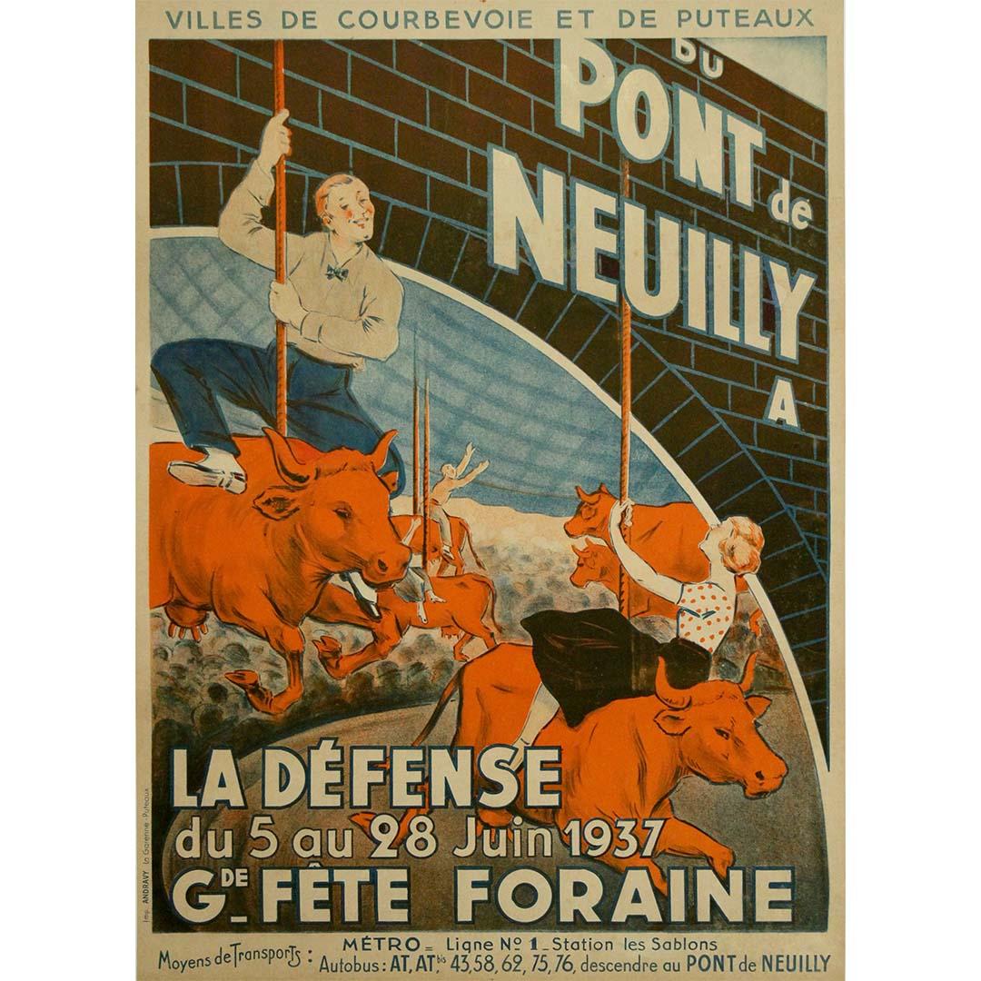 1937 original poster Grande Fête Foraine (Great Funfair) - Pont de Neuilly