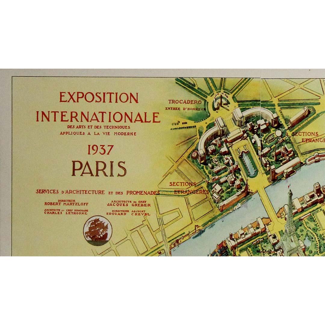 Originalplakat der Exposition Internationale von 1937, illustrierte Karte der Weltausstellung im Angebot 1