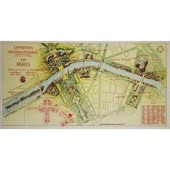 1937 original poster illustrated map of the Exposition Internationale