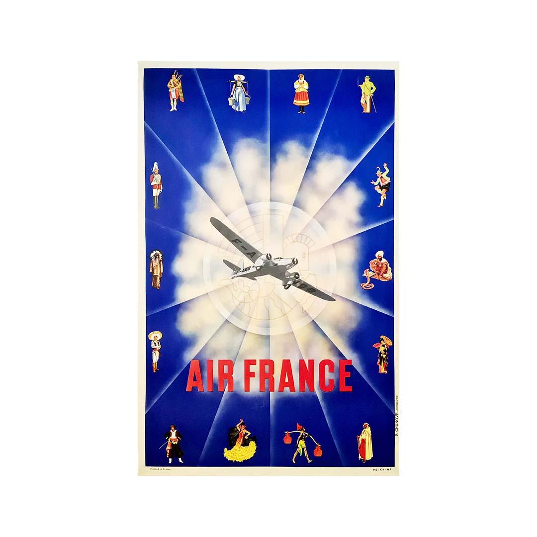 1938 Original poster of Air France - Airlines - Aviation - Wibault 280 - Print by Unknown