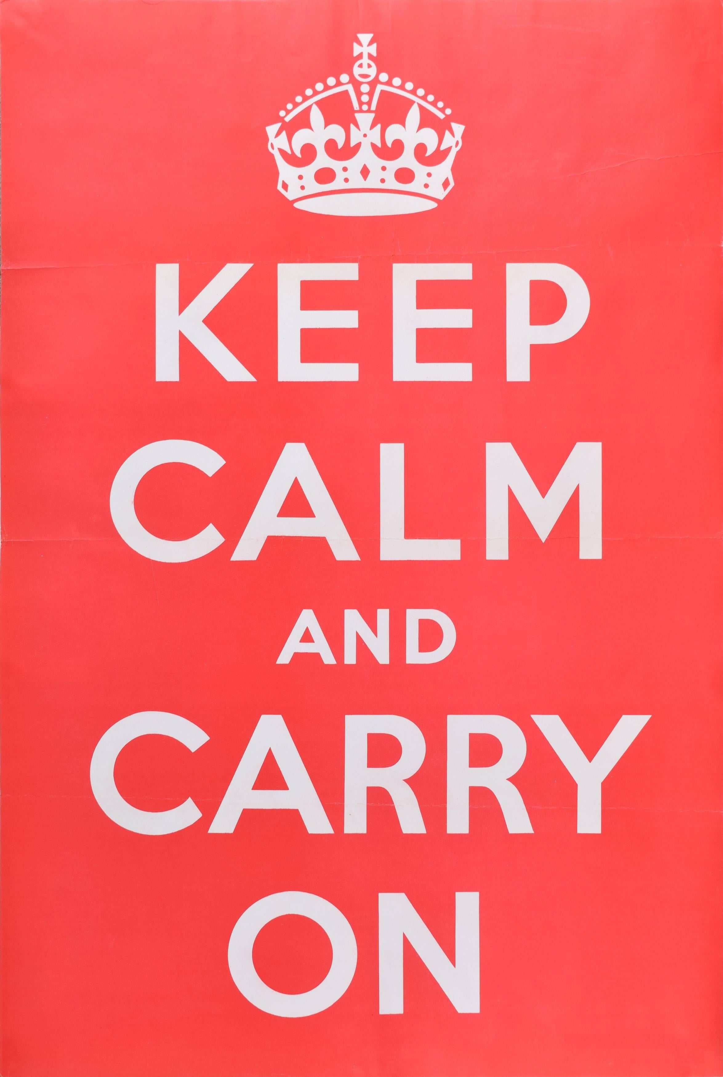Unknown Print - 1939 Original Keep Calm and Carry On Poster