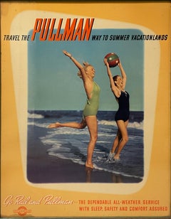 Poster della Pullman Company del 1940 "Viaggia con la Pullman verso le terre delle vacanze estive".