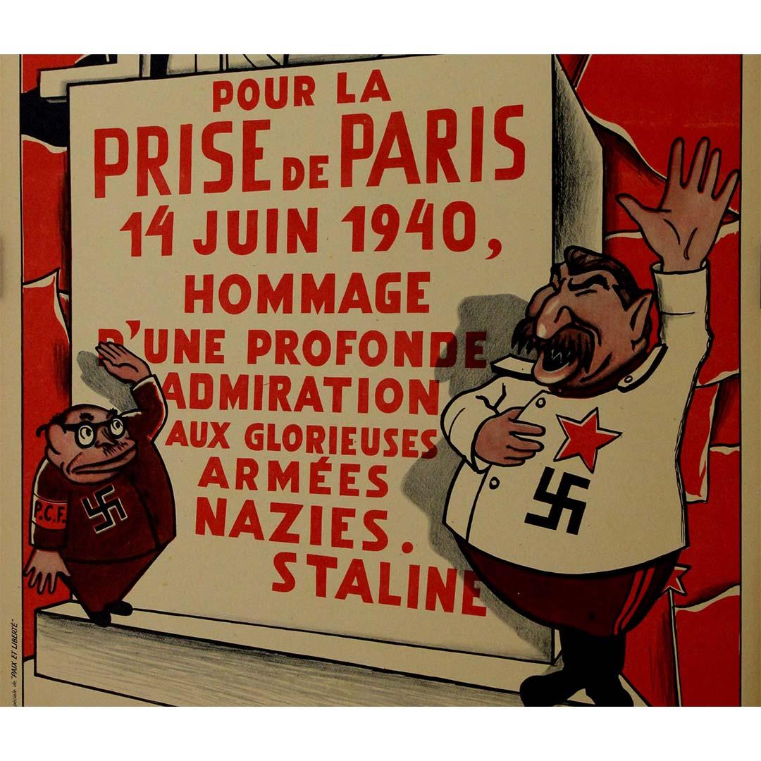 Manifesto satirico del 1940 del movimento antitotalitario francese Paix et Liberté in vendita 1