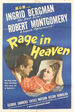 1941 Unknown 'Rage in Heaven' Vintage Blue USA Offset Lithograph