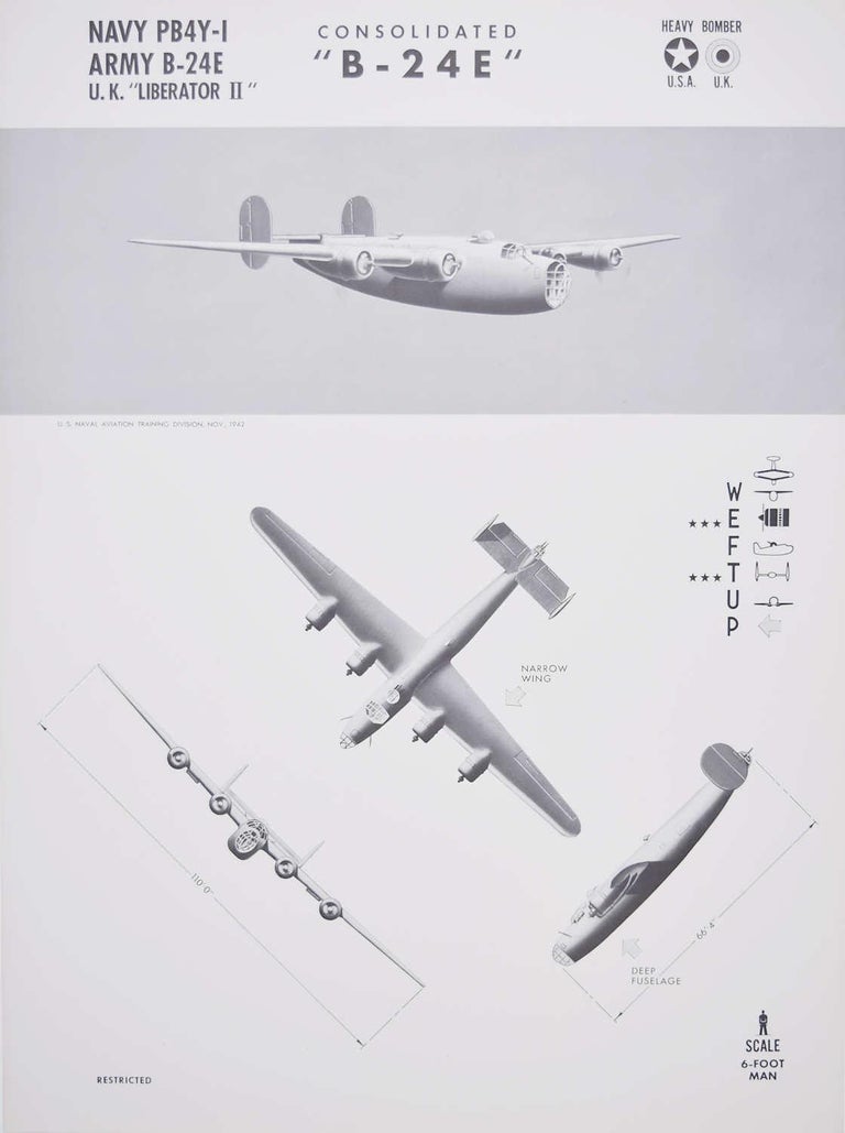 Unknown - 1942 "B24 E" "Liberator II" heavy bomber aeroplane identification  poster WW2 For Sale at 1stDibs | b-24 top view, b-24 liberator for sale,  navy b24
