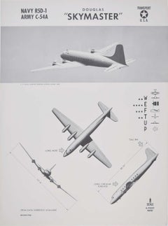 1942 Douglas "Skymaster" navy and army transport plane identification poster WW2