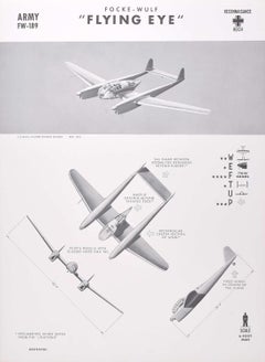 Used 1942 Focke-Wulf "Flying Eye" Reich reconnaisance plane identification poster WW2