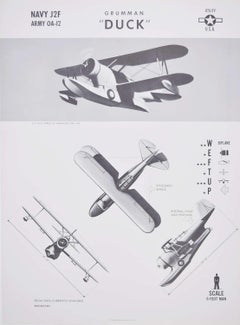 Vintage 1942 Grumman "Duck" utility aeroplane identification poster WW2