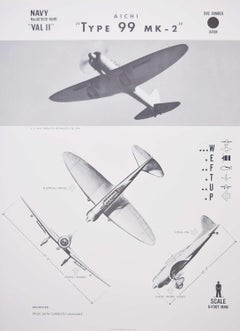 Vintage 1942 Japan Aichi Val II "Type 99 MK-2" dive bomber plane poster WW2