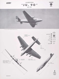 1942 Junkers "JU.90" German Reich transport plane identification poster WW2