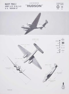 1942 Lockheed "Hudson" patrol aeroplane identification poster WW2