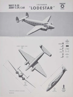 1942 Lockheed "Lodestar" navy and army transport plane identification poster WW2