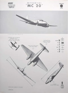 1942 Mitsubishi "MC 20" Japanese transport plane identification poster WW2