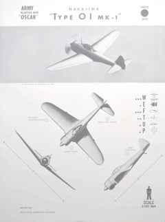 1942 Nakajima "" Typ OI MK-1" Japanisches Kampfflugzeug Identifikationsplakat WW2