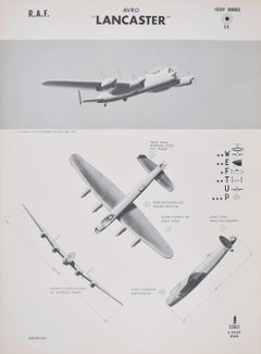 Vintage 1942 RAF Avro "Lancaster" Heavy Bomber aeroplane identification poster WW2
