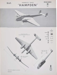 Vintage 1942 RAF Handley Page "Hampden" bomber aeroplane identification poster ww2