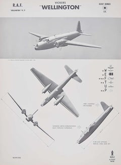 Affiche d'identification d'avions bombardiers lourds « Wellington » des Vickers de la RAF de 1942, Seconde Guerre mondiale