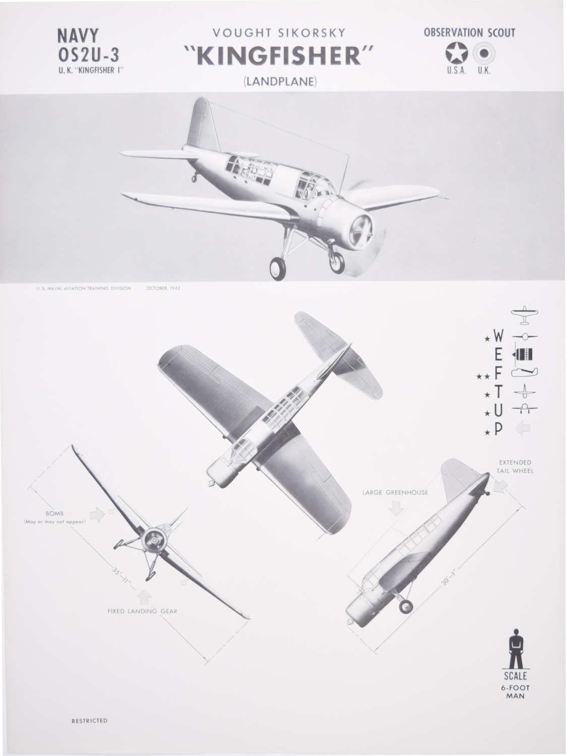 1942 Sikorsky "Kingfisher" observation scout landplane identification poster WW2 - Print by Unknown