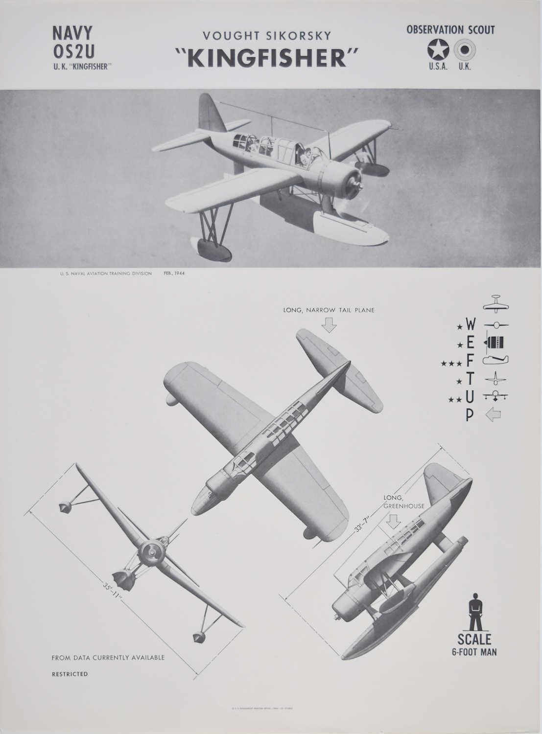 1942 Sikorsky "Kingfisher" observation scout plane identification poster WW2 - Print by Unknown