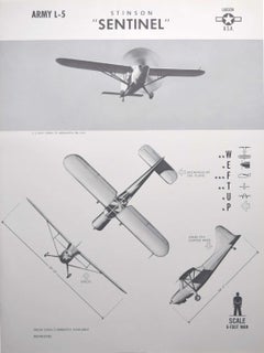 1942 Cartel de identificación del avión de enlace Stinson "Sentinel" USA 2ª Guerra Mundial