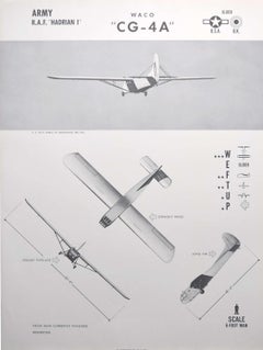 Vintage 1942 Waco "CG-4A" US and UK glider plane identification poster WW2