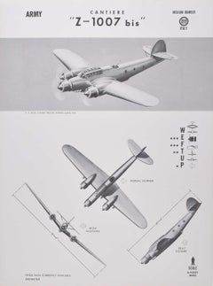 Used 1943 Cantiere "Z-1007 bis" Italian medium bomber plane identification poster WW2