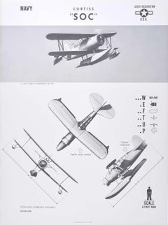 1943 Curtiss "Soc" USA scout observation plane identification poster WW2