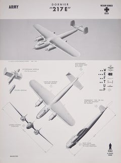 Vintage 1943 Dornier Do 217 Luftwaffe World War 2 US airplane recognition poster