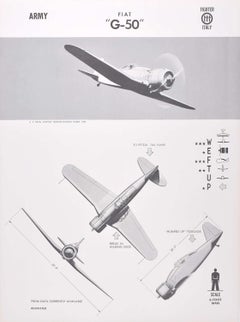 1943 Fiat "G-50" Italian fighter plane identification poster WW2