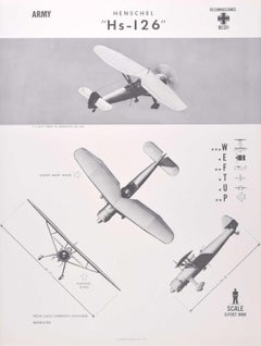 1943 Henschel "Hs-126" German reconnaissance plane identification poster WW2