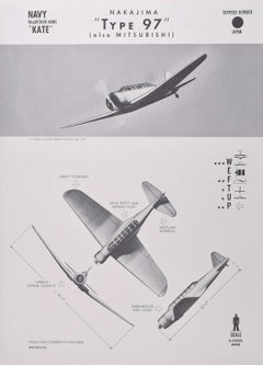 1943 "Kate" Nakajima "Type 97" Japanese torpedo bomber identification poster WW2