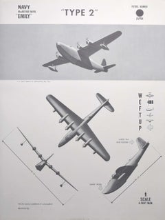 1943 Kawanishi "Type 2" Japanese patrol bomber plane identification poster WW2