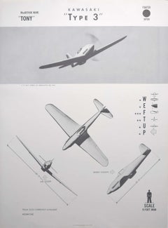 1943 Kawasaki "Type 3" Japanese fighter plane identification poster WW2