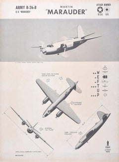 1943 Martin "Marauder" USA UK attack bomber plane identification poster WW2
