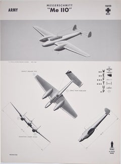 1943 Messerschmitt Bf 110 Luftwaffe Me 110 US aeroplane recognition poster