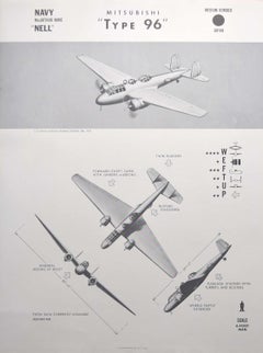 1943 Mitsubishi "Type 96" Japanese bomber plane identification poster WW2