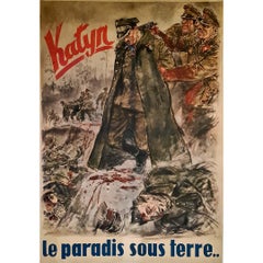 Vintage 1943 original poster titled "Katyn - Paradise Underground..."
