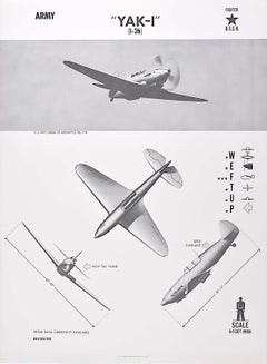 1944 Army "YAK-1" USSR fighter plane identification poster WW2