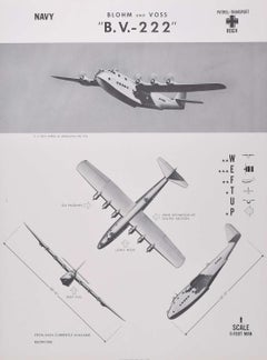 1944 Blohm und Voss "B.V.-222" German patrol plane identification poster WW2