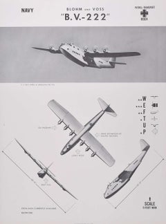 Used 1944 Blohm und Voss "B.V.-222" German patrol plane identification poster WW2