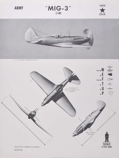 1944 "MIG-3" Russian USSR fighter plane identification poster WW2