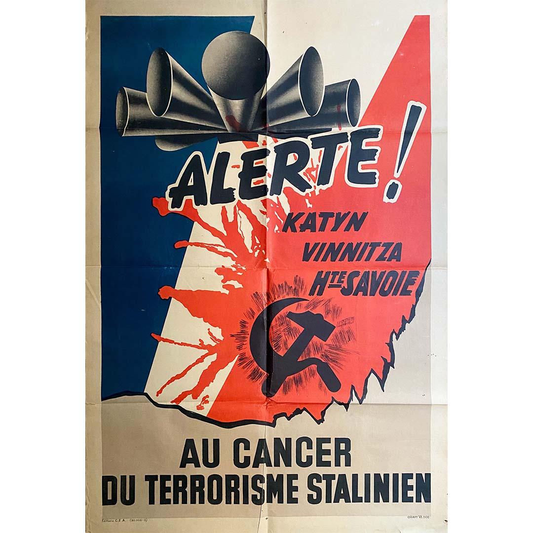 Affiche originale de 1944 contre le cancer du terrorisme soviétique - URSS - CCCP